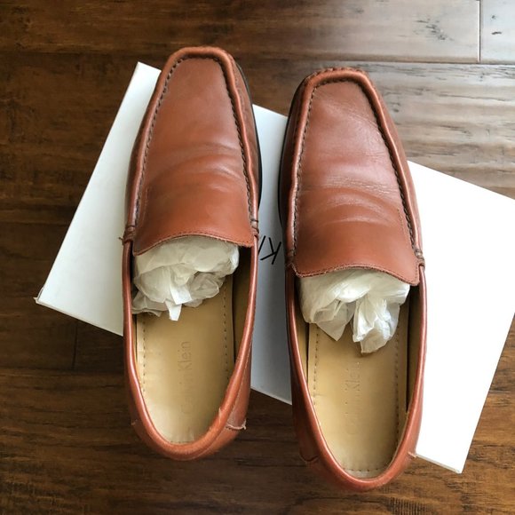 Calvin Klein mens loafers neil cognac brown sz 8.5 - Picture 2 of 7